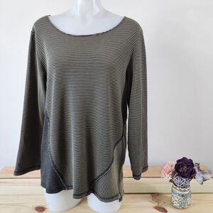 Habitat striped oversize Scoop Neck 3/4 Sleeve Small Lagenlook Art to wear Tunic